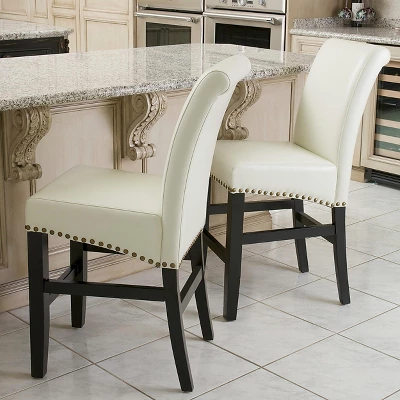 Set of 2 Lisette Leather 25" Counter Height Barstool Ivory - Christopher Knight Home Set Of 2 Lisette Leather 25" Counter Height Barstool Ivory - Christopher Knight Home -Home Furn Store GUEST 00056c9f 573b 4175 8d34 c8817e28d371
