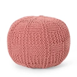 Hortense Modern Knitted Cotton Round Pouf - Christopher Knight Home -Home Furn Store GUEST 0134988a f1db 4b1a 8391 411f0b012091