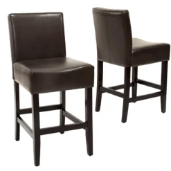Set Of 2 25.5" Lopez Leather Counter Height Barstools - Christopher Knight Home -Home Furn Store GUEST 0277d605 9962 4440 b59c ca770d6d2443