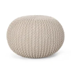 Abena Modern Knitted Cotton Round Pouf - Christopher Knight Home -Home Furn Store GUEST 02cfc11e e1db 4e1b b811 5fb2e79d195e