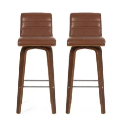 2pc Hargis Mid Century Modern Channel Stitch Bentwood Swivel Counter Height Barstools - Christopher Knight Home -Home Furn Store GUEST 05663b97 98fe 4d0d b2d6 44f8a984b198