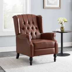 Walter Contemporary Tufted Recliner Cognac Brown/Dark Brown - Christopher Knight Home