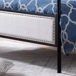 Queen Beechmont Iron Canopy Upholstered Bed - Christopher Knight Home -Home Furn Store GUEST 0b35fc48 80a4 4c2e 99f2 acacb0519ff3