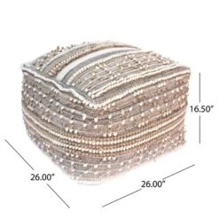 Bonita Large Contemporary Wool And Cotton Pouf Ottoman White/Beige - Christopher Knight Home 8 Bonita Large Contemporary Wool And Cotton Pouf Ottoman White/Beige - Christopher Knight Home -Home Furn Store GUEST 0b648f31 7547 4152 9441 4e5eed1dced4