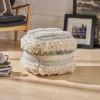 Cacey Boho Wool Pouf Ivory - Christopher Knight Home