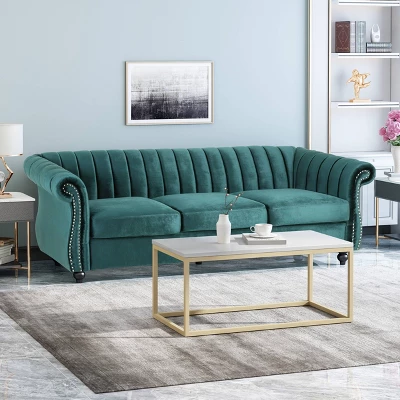 Bowie Modern Glam Velvet Sofa Teal - Christopher Knight Home Bowie Modern Glam Velvet Sofa Teal - Christopher Knight Home -Home Furn Store GUEST 188d0c77 6126 4530 a899 c6130760797a