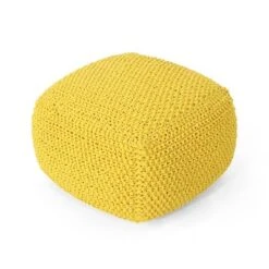 Hollis Knitted Cotton Square Pouf - Christopher Knight Home -Home Furn Store GUEST 1bb304a6 06bf 4488 9fcf 5e53aeb5ef7d
