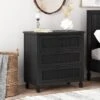 Newell Rustic Acacia Wood And Cane 3 Drawer Dresser Dark Gray - Christopher Knight Home