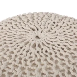 Abena Modern Knitted Cotton Round Pouf - Christopher Knight Home -Home Furn Store GUEST 1f495b64 5783 4af8 81d9 6a600485d159