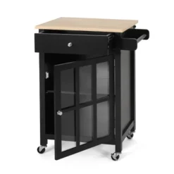 Maynard Contemporary Glass Paneled Kitchen Cart Natural/Black - Christopher Knight Home 4 Maynard Contemporary Glass Paneled Kitchen Cart Natural/Black - Christopher Knight Home -Home Furn Store GUEST 207cd4cb 56e9 4e0d a6a8 bf9b52fbb960