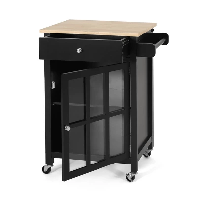 Maynard Contemporary Glass Paneled Kitchen Cart Natural/Black - Christopher Knight Home Maynard Contemporary Glass Paneled Kitchen Cart Natural/Black - Christopher Knight Home -Home Furn Store GUEST 207cd4cb 56e9 4e0d a6a8 bf9b52fbb960