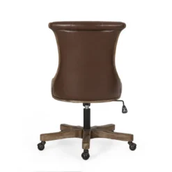 Coulee Contemporary Upholstered Roll Back Swivel Office Chair Dark Brown/Natural - Christopher Knight Home -Home Furn Store GUEST 2221ea35 e150 49a5 a609 4bb49d3b4d24