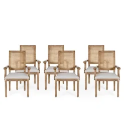 Set Of 6 Maria French Country Wood And Cane Upholstered Dining Chairs - Christopher Knight Home -Home Furn Store GUEST 26718f91 c162 4655 ab78 cca898990f21