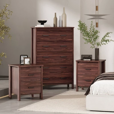 3pc Olimont Contemporary Dresser and Nightstand Set Walnut - Christopher Knight Home 3pc Olimont Contemporary Dresser And Nightstand Set Walnut - Christopher Knight Home -Home Furn Store GUEST 27d00186 ce46 4319 94b2 d6e74fea92b6
