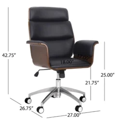 Cannonade Mid-Century Modern Swivel Office Chair Black/Walnut - Christopher Knight Home -Home Furn Store GUEST 28894c7a 5b49 4086 9e24 df44d82718a7