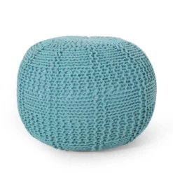 Hortense Modern Knitted Cotton Round Pouf - Christopher Knight Home -Home Furn Store GUEST 2be19a84 883c 4279 88e7 72b0290cf4bb