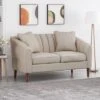 Gamay Contemporary Channel Stitched Fabric Loveseat Beige/Dark Walnut - Christopher Knight Home -Home Furn Store GUEST 32a40821 2a7d 4abd 9b7c c19cb9a8e37a
