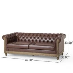 Castalia Chesterfield Tufted 3 Seater Sofa With Nailhead Trim Dark Brown/Natural - Christopher Knight Home 11 Castalia Chesterfield Tufted 3 Seater Sofa With Nailhead Trim Dark Brown/Natural - Christopher Knight Home -Home Furn Store GUEST 352660af fe52 4600 bc5a 4ddba6c8bfec