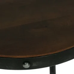 Rivet Modern Industrial Handcrafted Round Mango Wood Side Table Brown/Antique Gunmetal - Christopher Knight Home -Home Furn Store GUEST 35db3b2e 5492 4917 8a65 eb338178dbf1