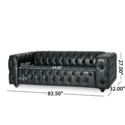 Sagewood Contemporary Faux Leather Tufted 3 Seater Sofa Midnight Black/Dark Brown - Christopher Knight Home -Home Furn Store GUEST 379a548f 42af 4d2b bceb 1da36fc97cd1