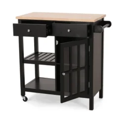 Byway Contemporary Kitchen Cart With Wheels Black/Natural - Christopher Knight Home 4 Byway Contemporary Kitchen Cart With Wheels Black/Natural - Christopher Knight Home -Home Furn Store GUEST 37d7f440 7fc8 4a73 b201 5808152b7756