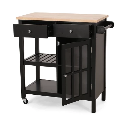 Byway Contemporary Kitchen Cart with Wheels Black/Natural - Christopher Knight Home Byway Contemporary Kitchen Cart With Wheels Black/Natural - Christopher Knight Home -Home Furn Store GUEST 37d7f440 7fc8 4a73 b201 5808152b7756