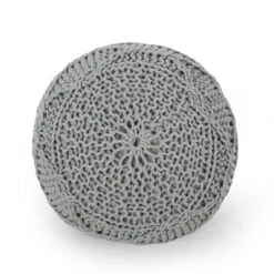 Morven Modern Knitted Cotton Round Pouf - Christopher Knight Home -Home Furn Store GUEST 3a84010d bd5a 4bba a90f cabec42d94a6