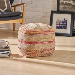 Caiman Boho Pouf Tan - Christopher Knight Home
