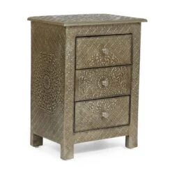 Deschutes Handcrafted Boho 3 Drawer Nightstand Silver - Christopher Knight Home 5 Deschutes Handcrafted Boho 3 Drawer Nightstand Silver - Christopher Knight Home -Home Furn Store GUEST 40dfc9ad b017 4b62 9075 82bdf3565493