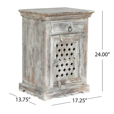 Tijeras Handcrafted Boho Mango Wood Nightstand Distressed White - Christopher Knight Home Tijeras Handcrafted Boho Mango Wood Nightstand Distressed White - Christopher Knight Home -Home Furn Store GUEST 4466248a 69ce 4910 804e 76cdbde65287