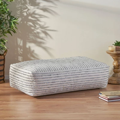 Gaddie Boho Rectangular Bean Bag Ottoman White/Gray/Black - Christopher Knight Home Gaddie Boho Rectangular Bean Bag Ottoman White/Gray/Black - Christopher Knight Home -Home Furn Store GUEST 47fa7ee5 cb3b 4137 abb7 c04955f8ae17