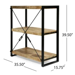 Brinkley Modern Industrial Handcrafted 3 Shelf Mango Wood Shelving Unit Natural/Black - Christopher Knight Home -Home Furn Store GUEST 48be4ffe 8921 4f12 abfc e96048fc2832