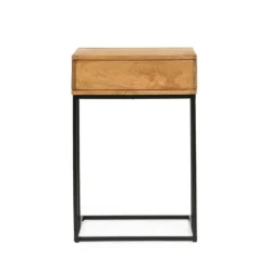 Gaudet Modern Industrial Handmade Mango Wood C Shaped Side Table With Drawer Natural/Black - Christopher Knight Home -Home Furn Store GUEST 4e690897 612d 4b5e bcb2 74f32d704d5c