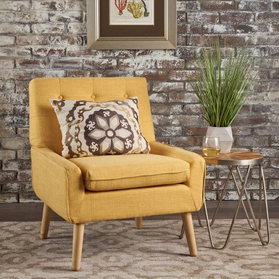 Eilidh Mid Century Tufted Accent Chair Muted Yellow - Christopher Knight Home Eilidh Mid Century Tufted Accent Chair Muted Yellow - Christopher Knight Home -Home Furn Store GUEST 5041bcda 08cc 4a76 ab4c 04af394c844e