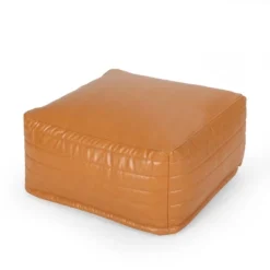 Baddow Contemporary Faux Leather Channel Stitch Rectangular Pouf - Christopher Knight Home -Home Furn Store GUEST 5200a8fc 64b3 4156 bd77 87030ba0f2c5