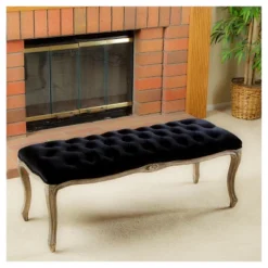 Tufted Black Velvet Bench - Black Velvet - Christopher Knight Home -Home Furn Store GUEST 55e44817 b987 45c4 9a49 cf88bc6ade02