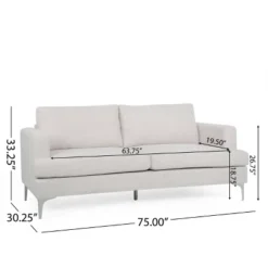 Dallin Contemporary Fabric 3 Seater Sofa Beige/Silver - Christopher Knight Home -Home Furn Store GUEST 57765edc f9ee 43ca b6b7 76b235dbe9e7