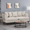 Fairburn Contemporary Pillow Back 3 Seater Sofa Beige/Espresso - Christopher Knight Home -Home Furn Store GUEST 5dee017f 4082 45b4 971c e160ba709d56