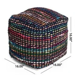 Cube Madrid Boho Handcrafted Fabric Pouf Black - Christopher Knight Home -Home Furn Store GUEST 63dc5aee 8fa8 4963 9d92 e86d8eb68722