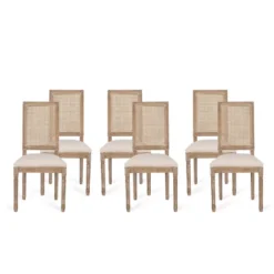 Set Of 6 Regina French Country Wood And Cane Upholstered Dining Chairs - Christopher Knight Home 12 Set Of 6 Regina French Country Wood And Cane Upholstered Dining Chairs - Christopher Knight Home -Home Furn Store GUEST 65489b8a 46b5 40ba b009 2f282869d961