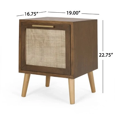 Hulett Contemporary End Table with Storage Walnut/Natural/Antique Gold - Christopher Knight Home Hulett Contemporary End Table With Storage Walnut/Natural/Antique Gold - Christopher Knight Home -Home Furn Store GUEST 690cf74d f55f 4b41 94fe 20343e92ccba