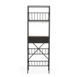 Boster Boho Industrial 21 Bottle Floor Wine Rack With Storage Natural/Black - Christopher Knight Home -Home Furn Store GUEST 6b0b6ce6 d421 4089 8392 7d134756ca49