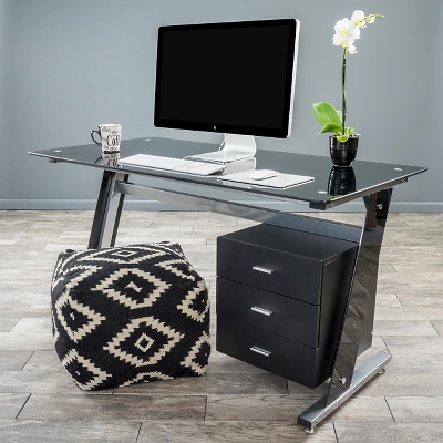 Glass Writing Desk with Drawers Black - Christopher Knight Home Glass Writing Desk With Drawers Black - Christopher Knight Home -Home Furn Store GUEST 6d21a460 ebad 4f1c 80f5 0371210641ce