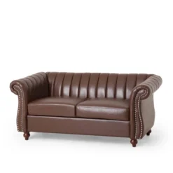 Glenmont Contemporary Channel Stitch Loveseat With Nailhead Trim - Christopher Knight Home -Home Furn Store GUEST 6e31a0a8 841b 421b 82e3 4baf204411e0