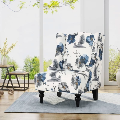 Toddman High-Back Club Chair Floral Print Blue - Christopher Knight Home Toddman High-Back Club Chair Floral Print Blue - Christopher Knight Home -Home Furn Store GUEST 70dbda11 1d8d 40f7 bc76 68ecd2cc4369