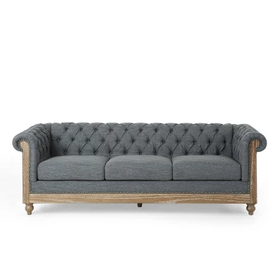 Saragus Chesterfield Tufted 3 Seater Sofa with Nailhead Trim Charcoal/Dark Brown - Christopher Knight Home Saragus Chesterfield Tufted 3 Seater Sofa With Nailhead Trim Charcoal/Dark Brown - Christopher Knight Home -Home Furn Store GUEST 79fd33bf 7d4b 4451 9d10 35c835f5628e