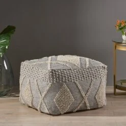 Brinket Large Contemporary Faux Yarn Pouf Ottoman Ivory/Gray - Christopher Knight Home 7 Brinket Large Contemporary Faux Yarn Pouf Ottoman Ivory/Gray - Christopher Knight Home -Home Furn Store GUEST 7fc9b0cd 46a2 46de 8344 c4b73b860647