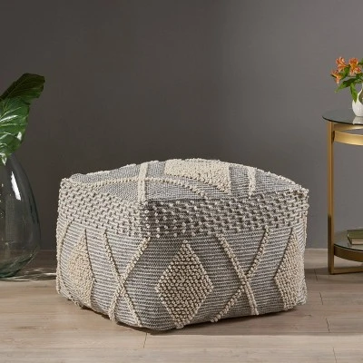 Brinket Large Contemporary Faux Yarn Pouf Ottoman Ivory/Gray - Christopher Knight Home Brinket Large Contemporary Faux Yarn Pouf Ottoman Ivory/Gray - Christopher Knight Home -Home Furn Store GUEST 7fc9b0cd 46a2 46de 8344 c4b73b860647