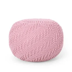 Hershel Modern Knitted Cotton Round Pouf - Christopher Knight Home -Home Furn Store GUEST 800bc69d bf64 4ea9 be96 f157b133278c