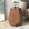 Pamsha Modern Hammered Iron Geometric Brushed Antique Side Table Bronze - Christopher Knight Home -Home Furn Store GUEST 84ec99b0 50ed 4ed1 8948 9e1d6345e6fc